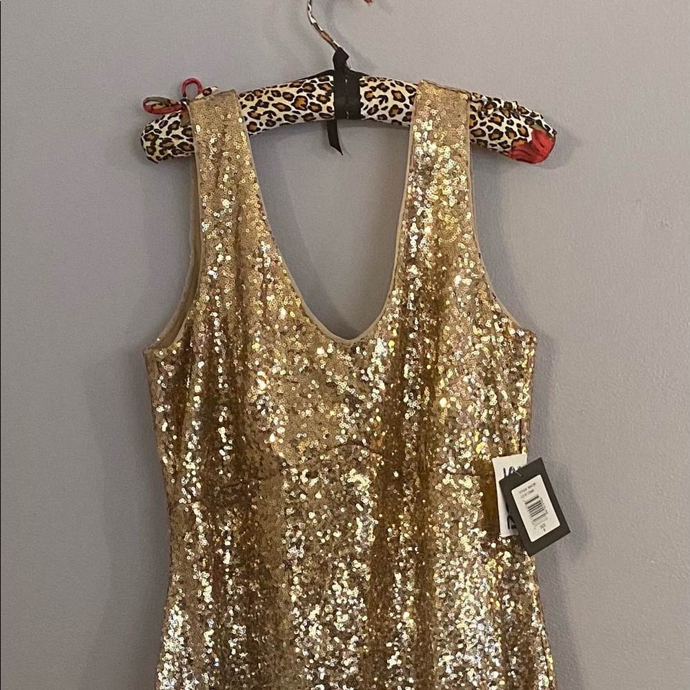 Marina Gold Sequin Maxi Dress size 8